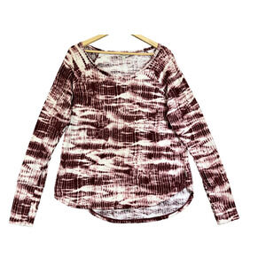 Frye And Co Shirt Womens Large Red Electric Tie Dye Cotton Long Sleeve Festival
